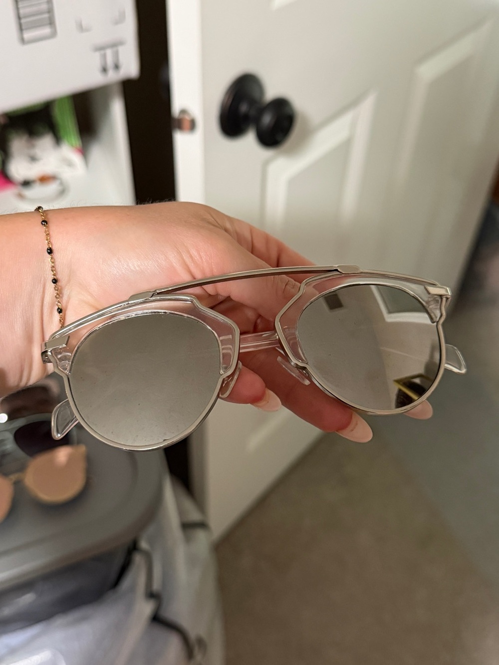 Clear Frame Silver Mirror Lens Sunglasses